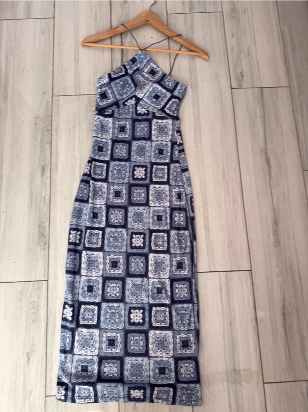 blue Spaghetti Strap Midi Dress No Comment, Size S, 90s/Y2k Era